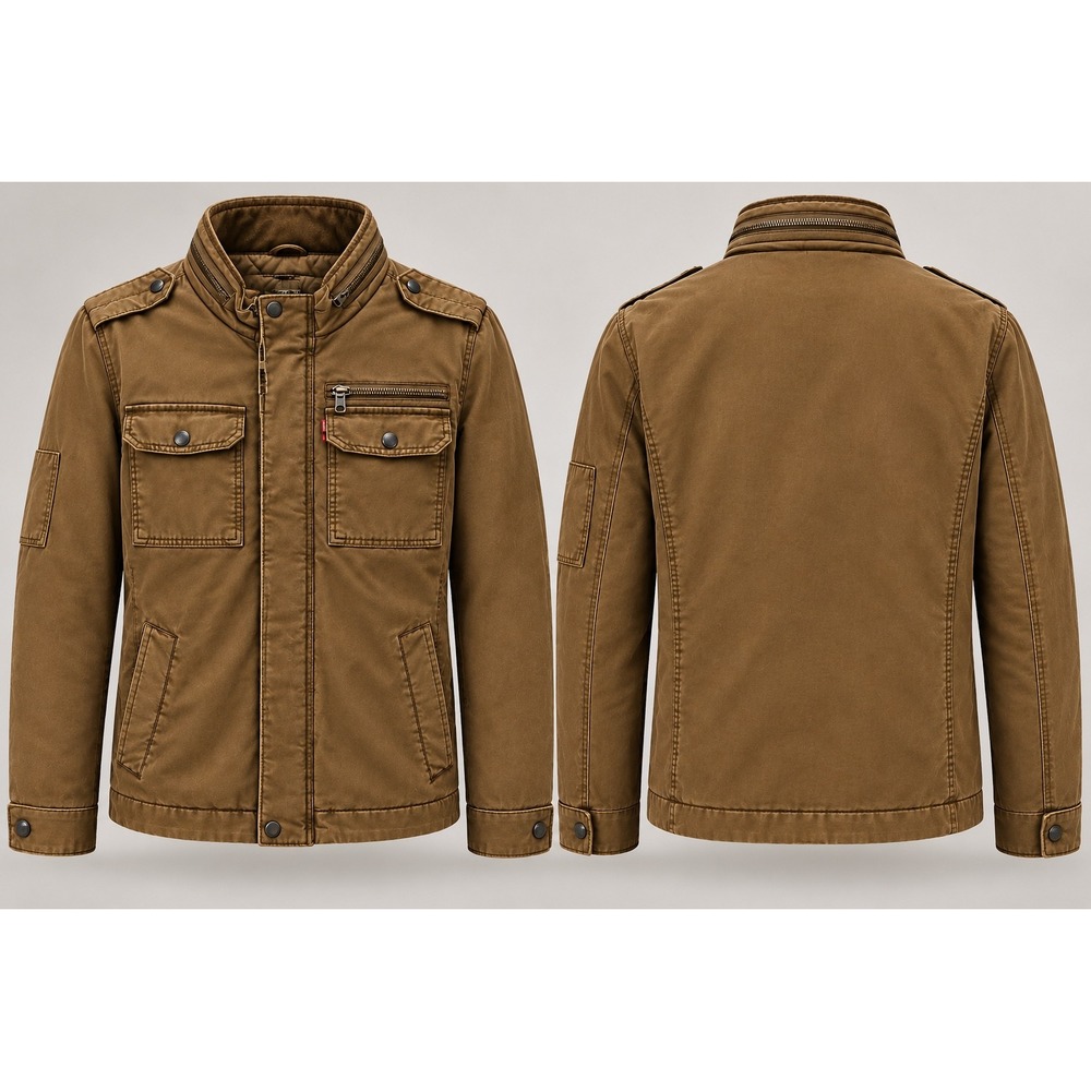 Levi's Jacket Mens S Brown Military Field Utility Moto Quilted Lines Distressed